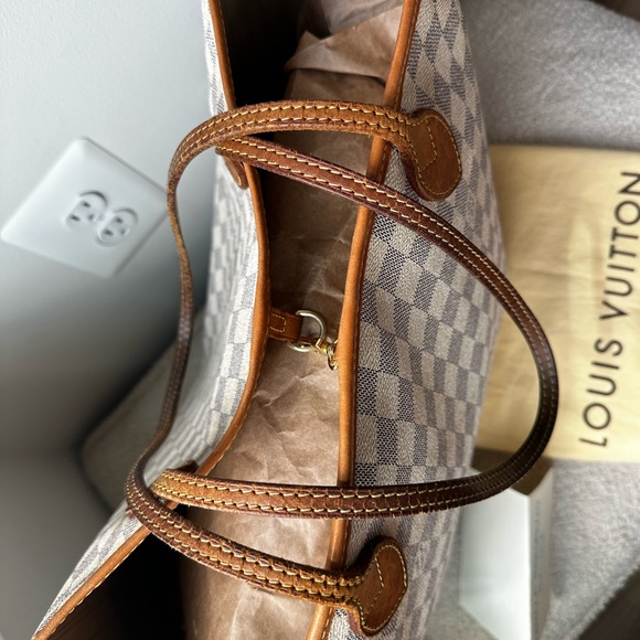 $799 Louis Vuitton Neverfull gm azur Checkered Tote Bag - Picture 4 of 14